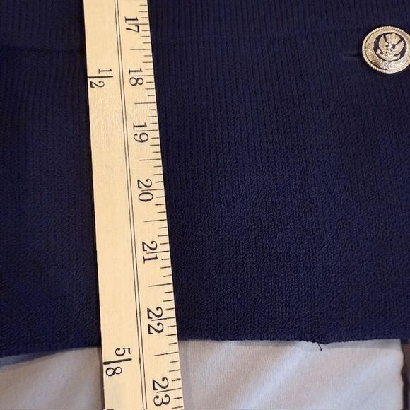 St. John Santana Knit Wool Navy Blue Blazer Jacket Gold Tone Buttons Oversized 2 - Picture 9 of 11
